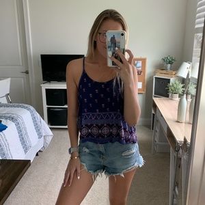 Navy Geometric Tank Top